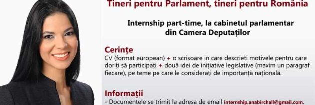 Internship în cadrul Programului „Tineri pentru Parlament, tineri pentru România”
