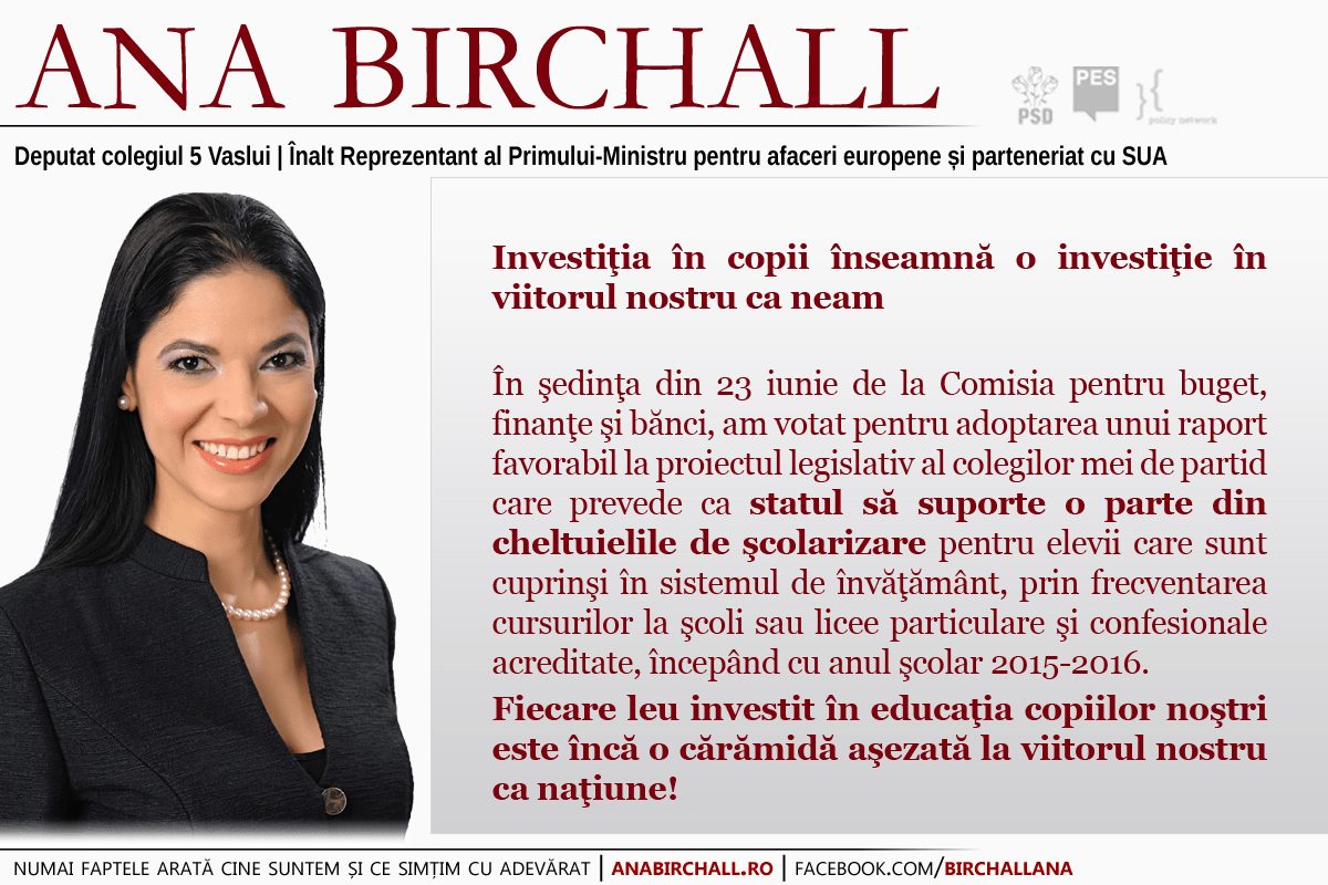 Investiţia în copii înseamnă o investiţie în viitorul nostru ca neam