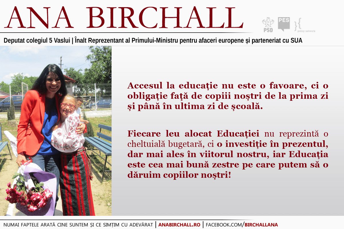 Accesul la educaţie nu este o favoare, ci o obligaţie faţă de copiii noştri