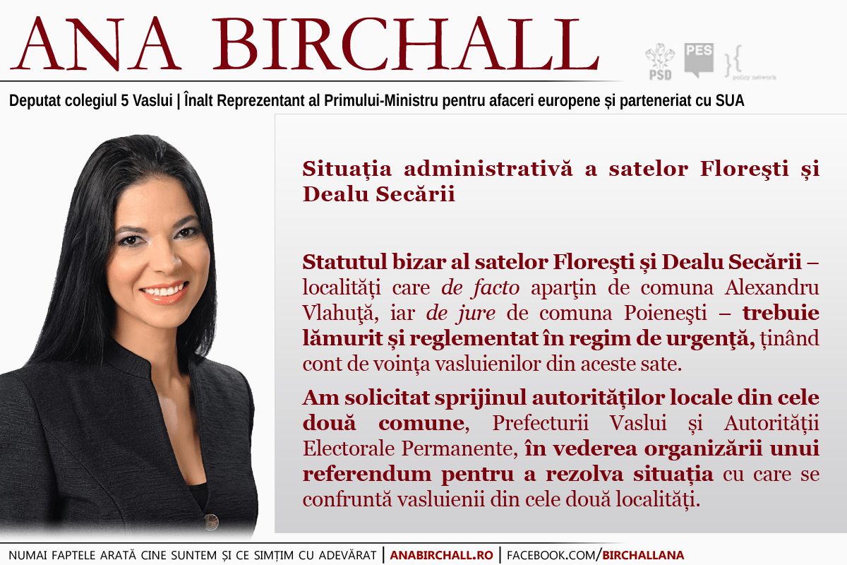 Situaţia administrativă a satelor Floreşti şi Dealu Secării