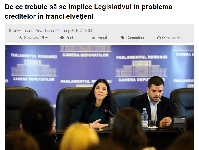 Articol DCNews: De ce trebuie să se implice Legislativul în problema creditelor în franci elveţieni
