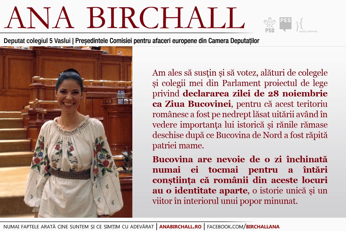 Ziua Bucovinei pe 28 noiembrie