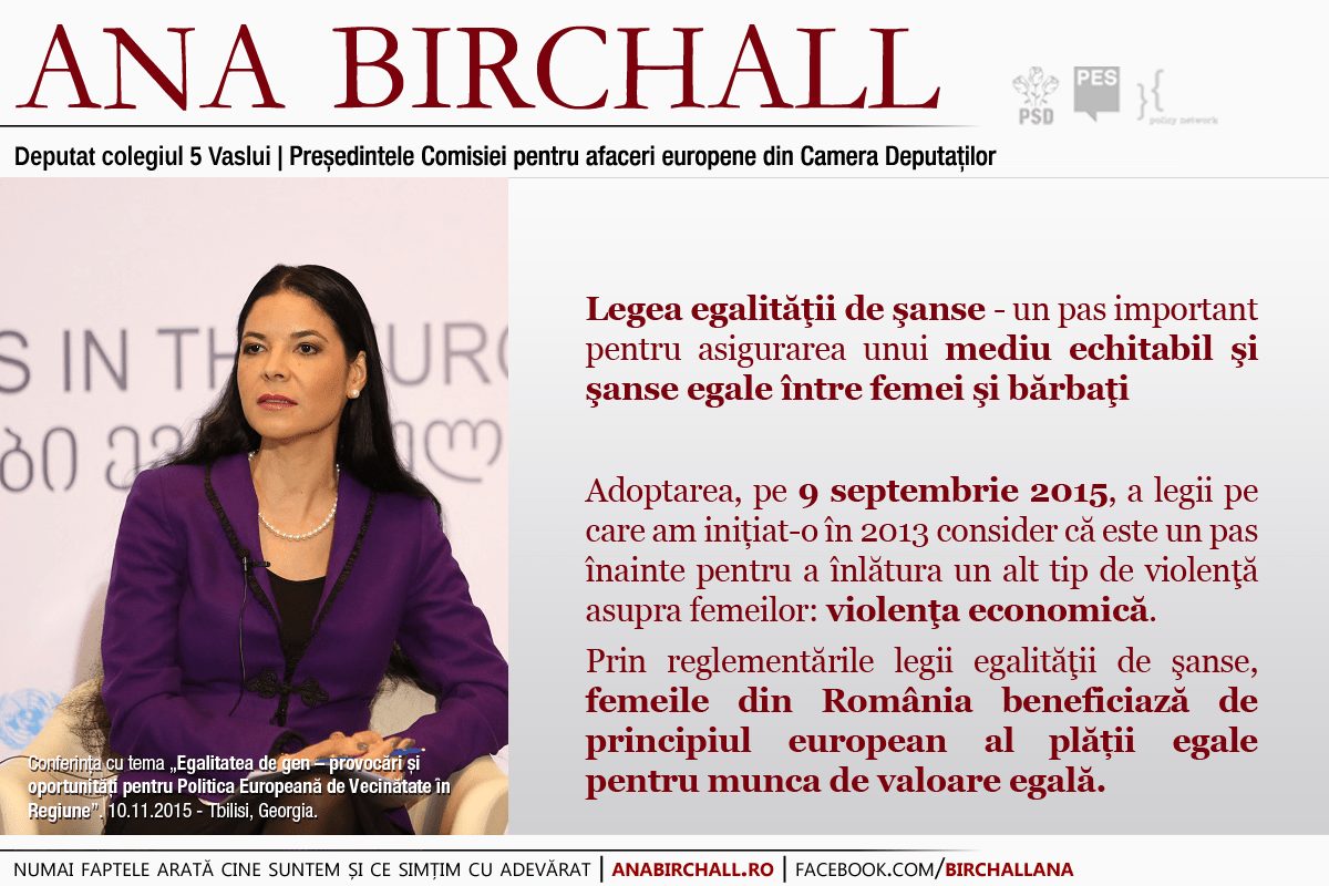 Adoptarea Legii egalității de șanse