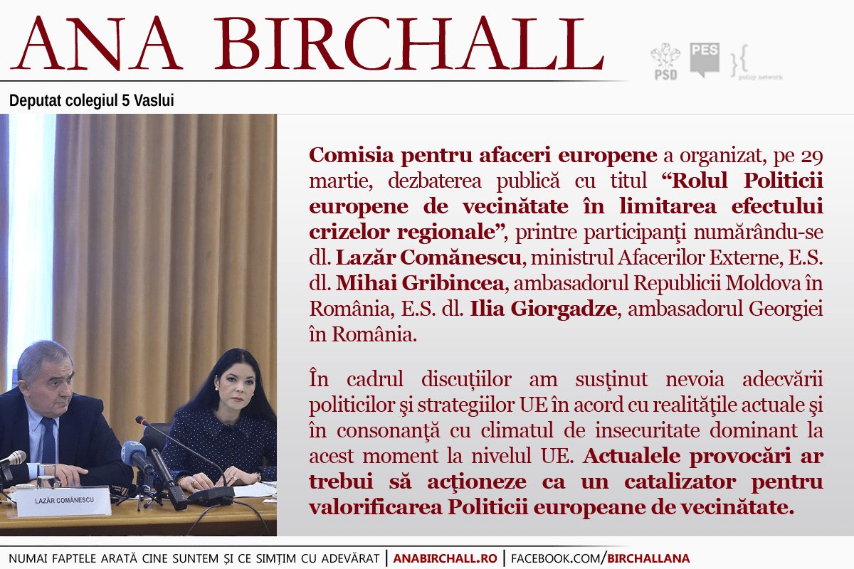 ‘Rolul Politicii europene de vecinătate în limitarea efectului crizelor regionale’